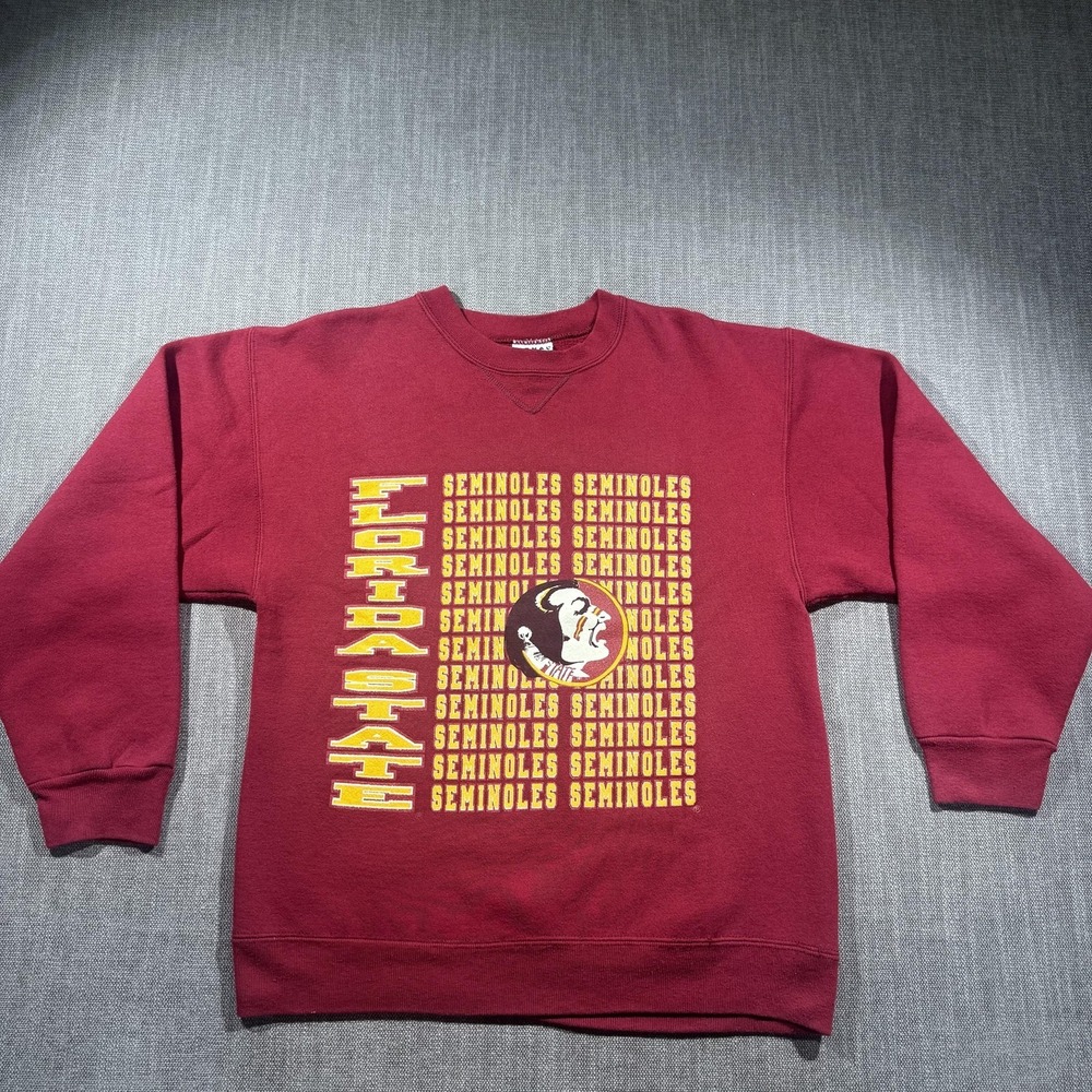 Vintage Florida State Seminoles Sweatshirt Mens Large Red NCAA Football Signal